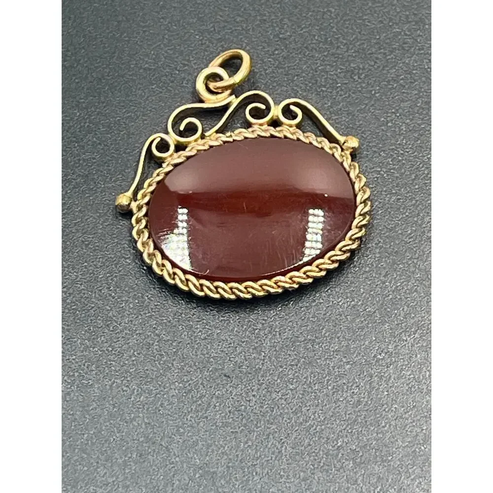 Antique Victorian Gold‎ Filled  Carnelian Intaglio Centurion Roman Pendant